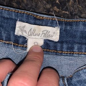 Boutique blue jean shorts distressed